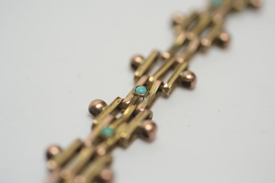 Lot 261 - A late Victorian turquoise and yellow metal bracelet