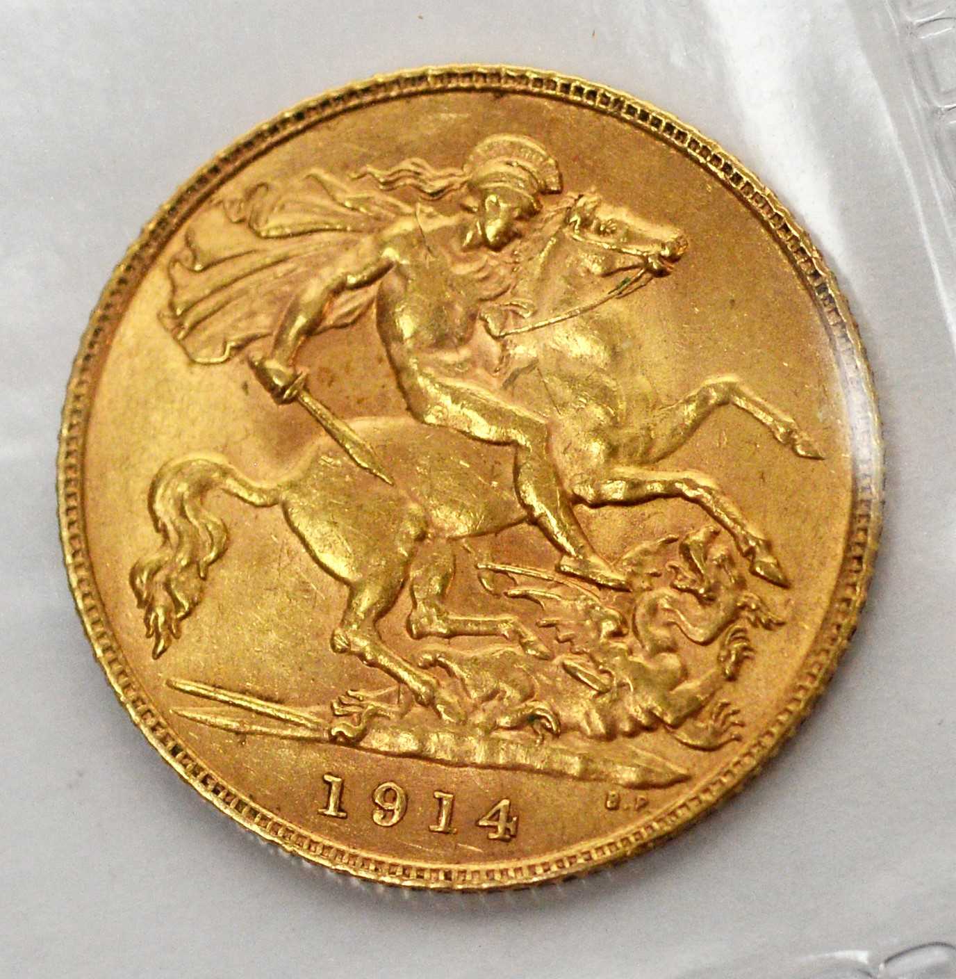 Lot 247 - A George V gold half sovereign, 1914.