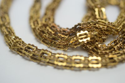 Lot 244 - A yellow metal fancy link chain necklace