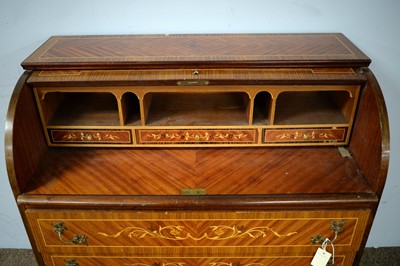 Lot 1 - A reproduction kingwood and marquetry inlaid writing bureau