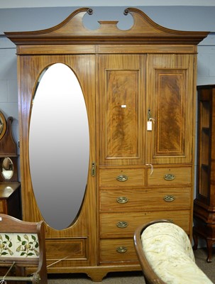 Lot 87 - An early 20th C mahogany and banded wardrobe; and matching dressing table.