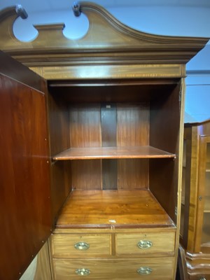 Lot 87 - An early 20th C mahogany and banded wardrobe; and matching dressing table.