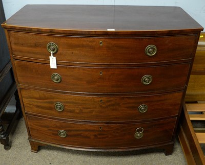 Lot 72 - Victorian mahogany bowfront chest of four drawers
