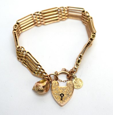 Lot 178 - A 9ct yellow gold gate-link bracelet
