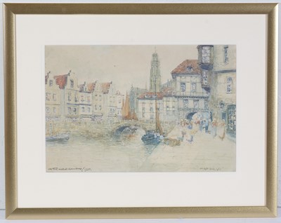 Lot 28 - Victor Noble Rainbird - In Old Bruges | watercolour