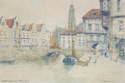Lot 28 - Victor Noble Rainbird - In Old Bruges | watercolour