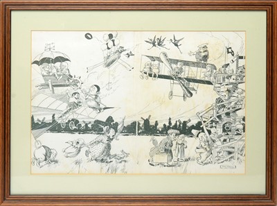 Lot 35 - Thomas Maybank RA - Flying Machines | pen and ink drawing