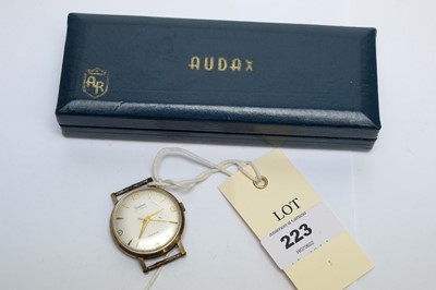 Lot 223 - Audax, Incabloc: a 9ct yellow gold cased wristwatch