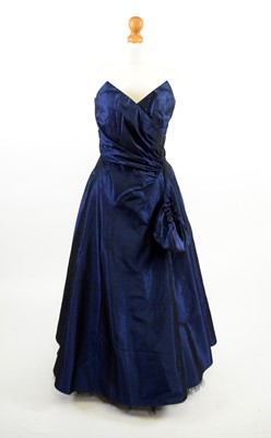 Lot 1238 - 1950s blue taffeta evening dress