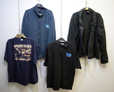 Lot 170 - Moody Blues Tour jacket, sweatshirt, polo, and T-shirt