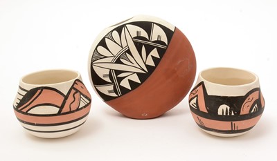 Lot 889 - Desert Pueblo Pottery, Betty Selby: two pottery vases and a Navajo vase