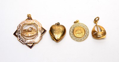 Lot 131 - Four yellow metal pendants