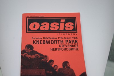 Lot 163 - Oasis at Knebworth 1996 memorabilia.