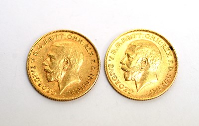 Lot 214 - Two George V gold sovereign, 1911 and 1912.