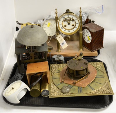 Lot 308 - A collection of clocks, clock parts, and accessories
