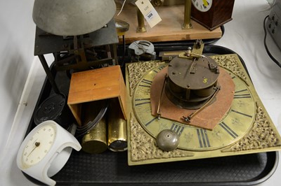 Lot 308 - A collection of clocks, clock parts, and accessories