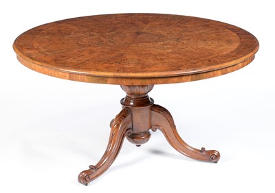 Lot 1049 - A Victorian burr walnut tilt-action breakfast table