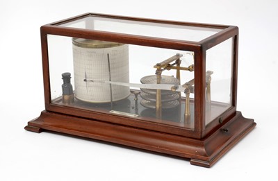 Lot 1011 - Negretti & Zambra, London: a mahogany cased barograph