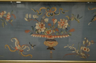 Lot 11 - A framed print of a Chinese embroidery on silk