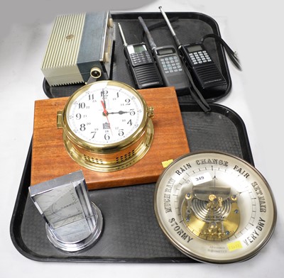 Lot 349 - A selection of vintage clocks, scientific instruments, and accessories.