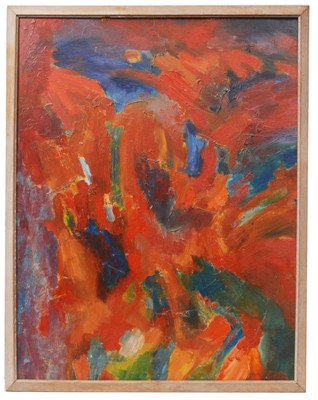 Lot 598 - P. Chatfield - Symphony in Red and Blue | oil