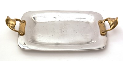 Lot 448 - David Marshall: a cast brass and aluminium 'brutalist' two-handled cocktail tray.