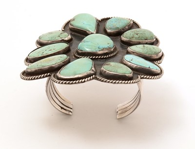 Lot 893 - A Native American Old Pawn silver cuff bracelet