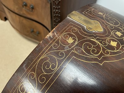 Lot 96 - An Indian hardwood dome topped chest.