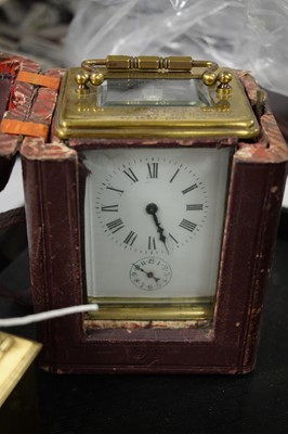 Lot 429 - A selection of Victorian and later brass-cased clocks.