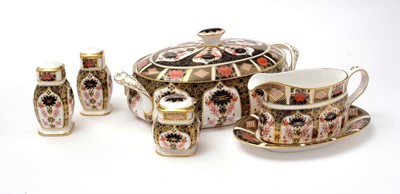 Lot 787 - A Royal Crown Derby Imari pattern oval twin-handled tureen and cover and other items