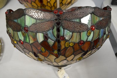 Lot 278 - A pair of Tiffany-style lamp glass ceiling light shades.