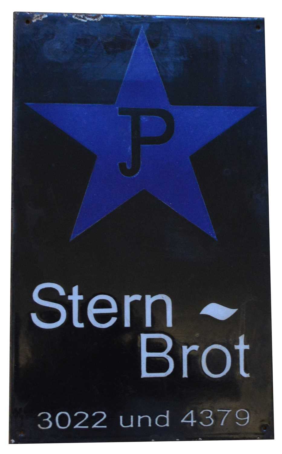 Lot 723 - JP Stern-Brot enamel advertising sign