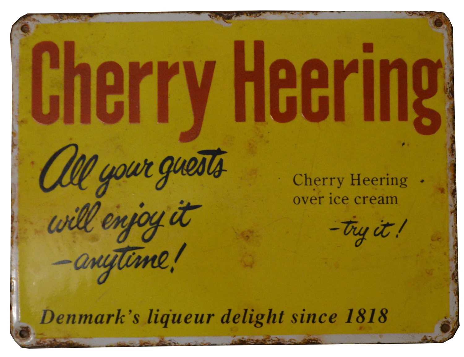 Lot 738 - Cherry Heering enamel advertising sign