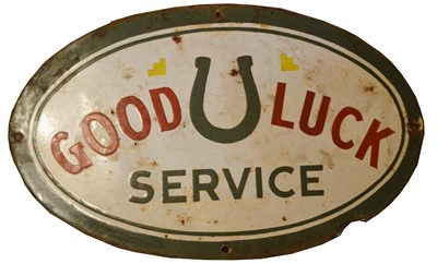 Lot 741 - Good Luck Service enamel advertising sign