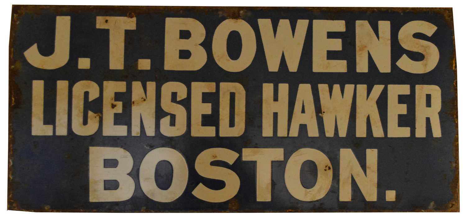 Lot 750 - J.T. Bowens enamel advertising sign