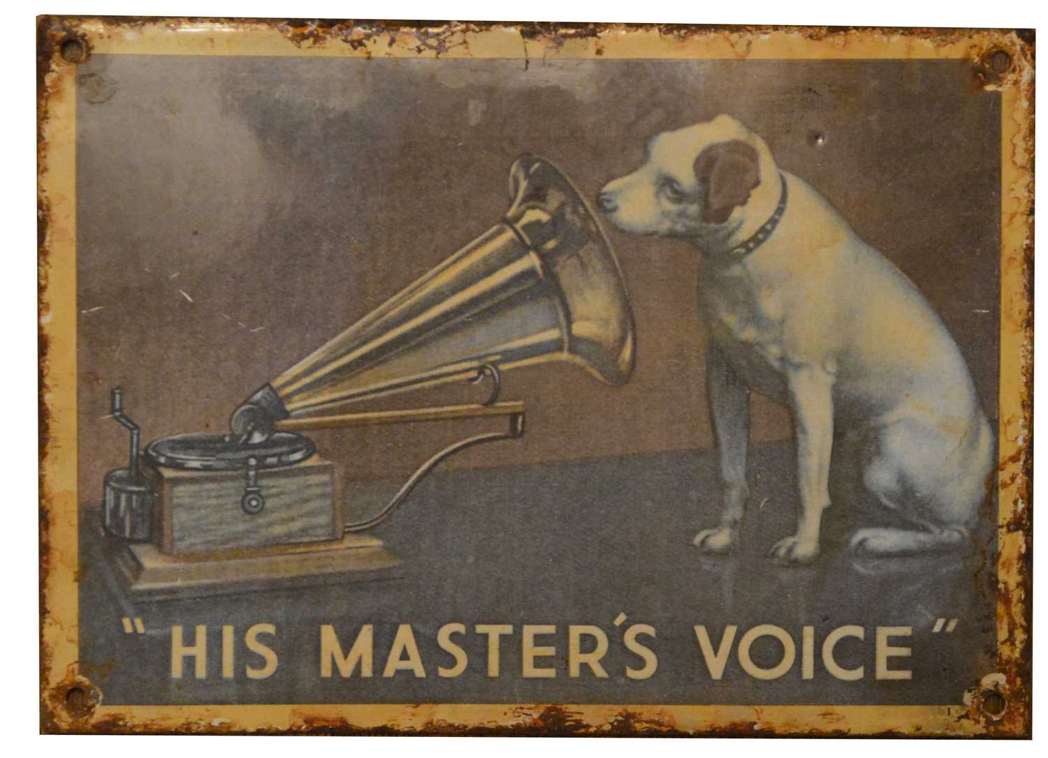 Lot 753 - His Master's Voice enamel advertising sign