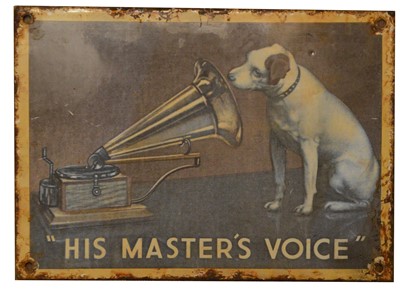 Lot 753 - His Master's Voice enamel advertising sign