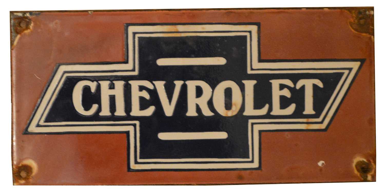 Lot 763 - Chevrolet enamel advertising sign