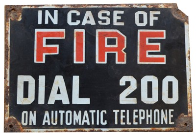 Lot 777 - In Case of Fire enamel advertising sign