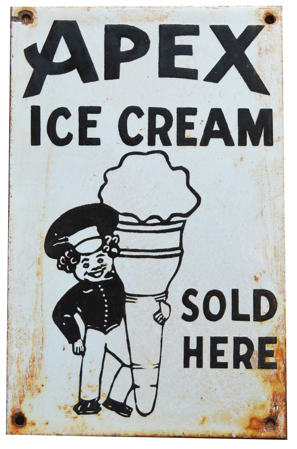 Lot 780 - Apex Ice Cream enamel advertising sign