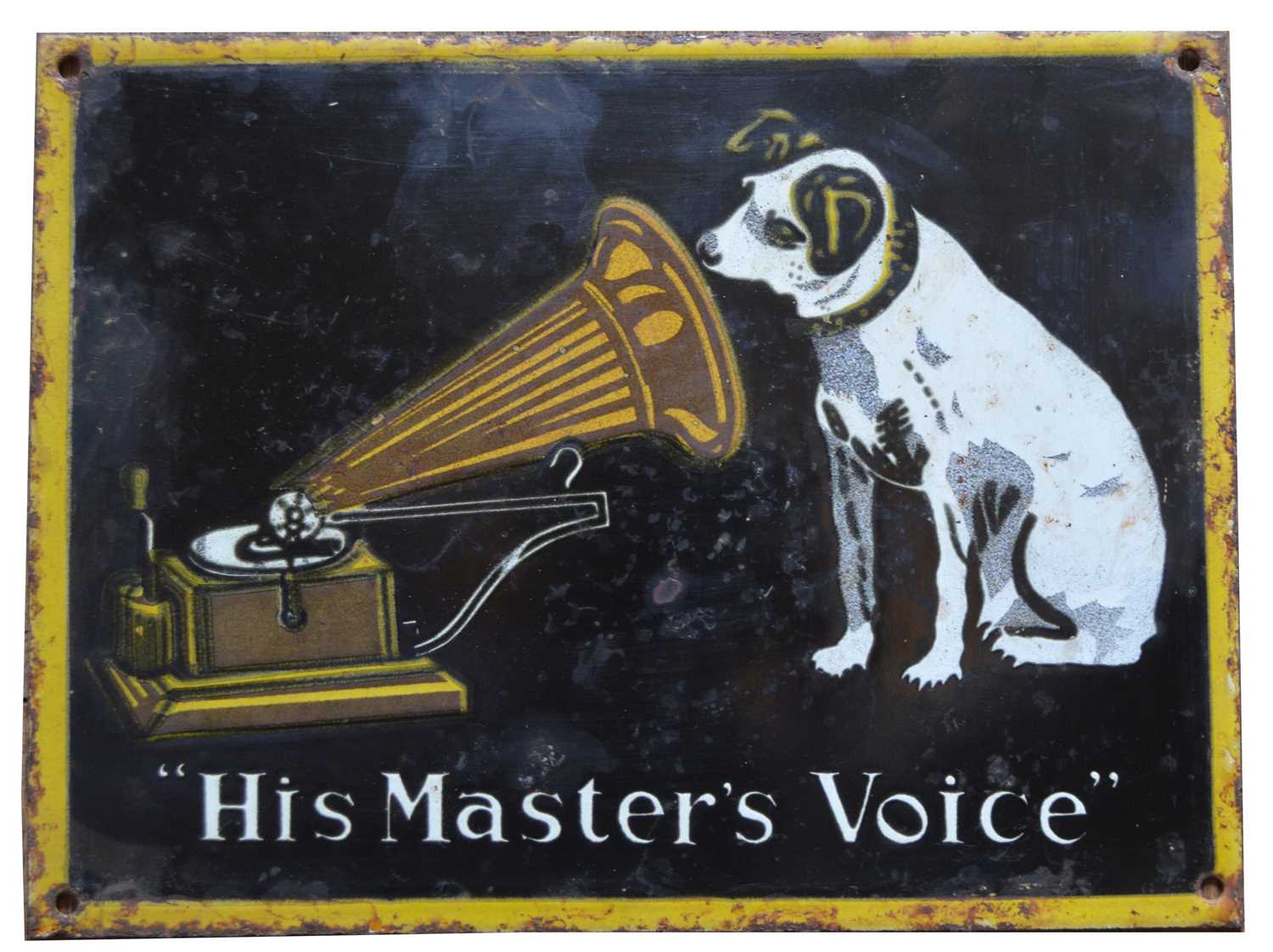 Lot 784 - His Master's Voice enamel advertising sign