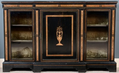 Lot 1045 - A Victorian ebonised breakfront credenza