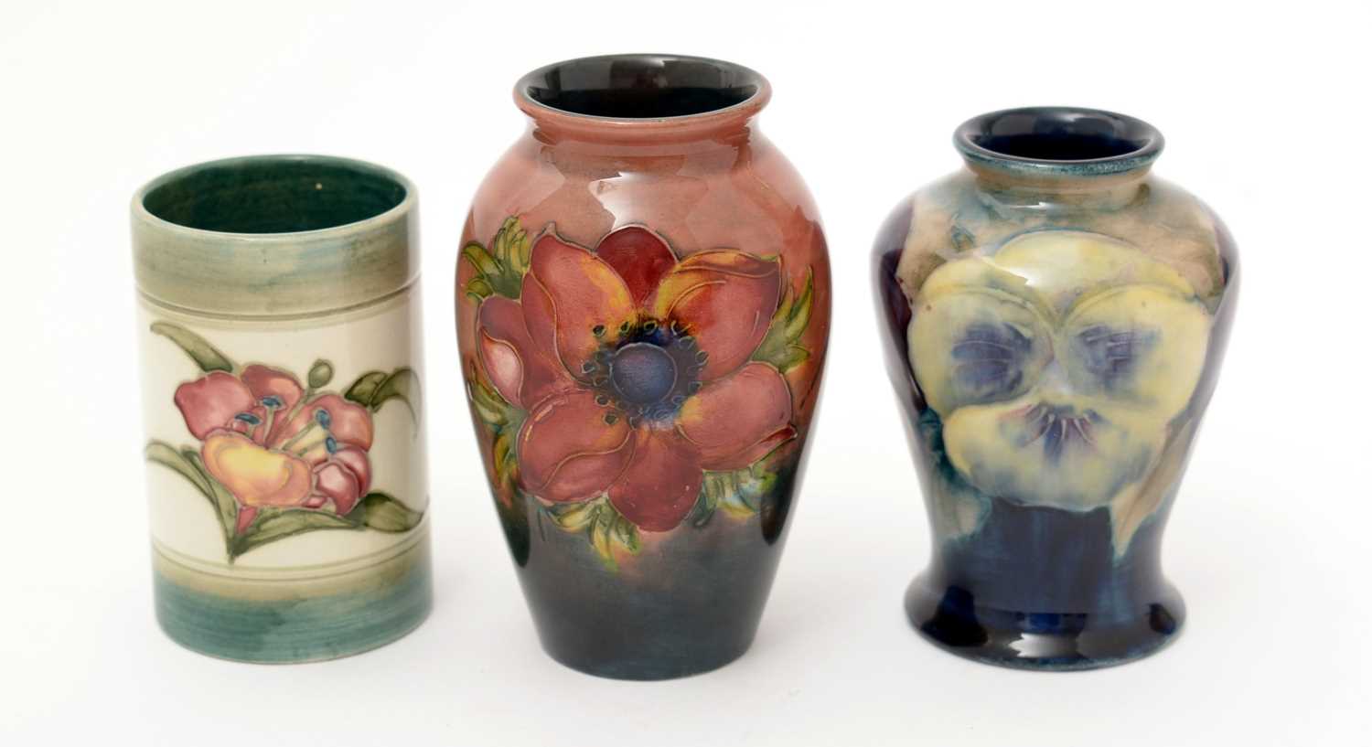 Lot 756 - Three small Moorcroft vases