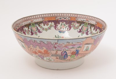 Lot 766 - A New Hall Boy in the Window pattern Punch Bowl
