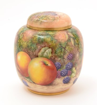 Lot 772 - Royal Worcester fruit painted Ginger Jar