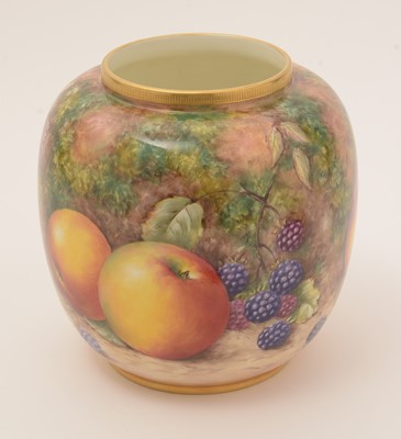Lot 772 - Royal Worcester fruit painted Ginger Jar