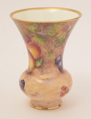 Lot 773 - Pair of Royal Worcester fruit-painted vases