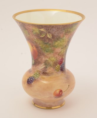 Lot 773 - Pair of Royal Worcester fruit-painted vases