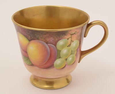 Lot 774 - Pair Royal Worcester fruit-painted cups.