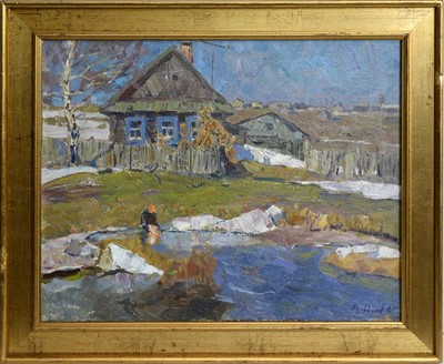 Lot 644 - Mikhail Sergeyevich Ageyev - Lady Gathering Water Near Ivorava | oil